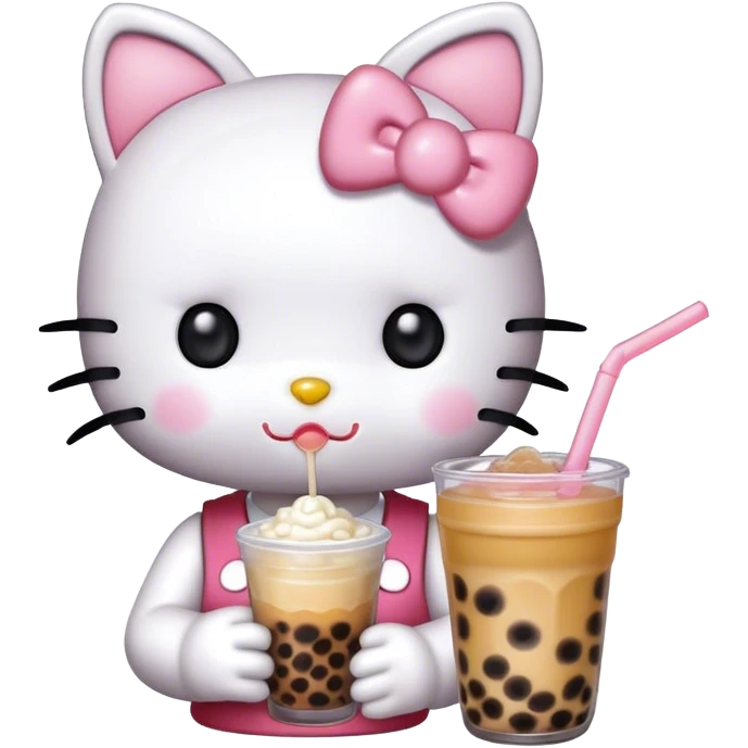 Cute hello kitty in boba emoji