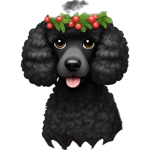 Black Poodle with a wreath emoji