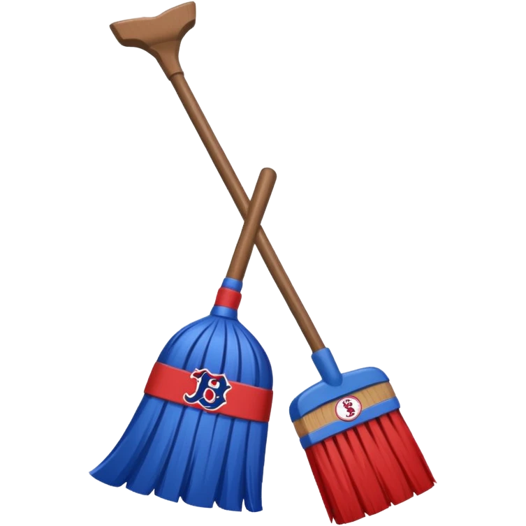 Una escoba con el logotipo de los red Sox emoji