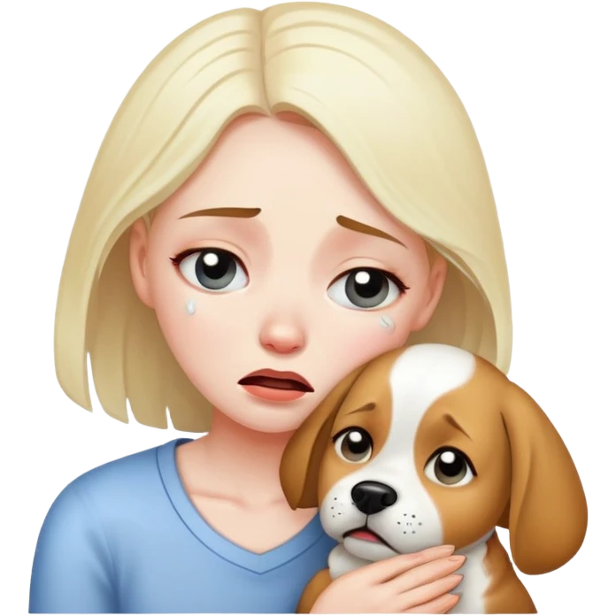 Girl crying with her dog emoji