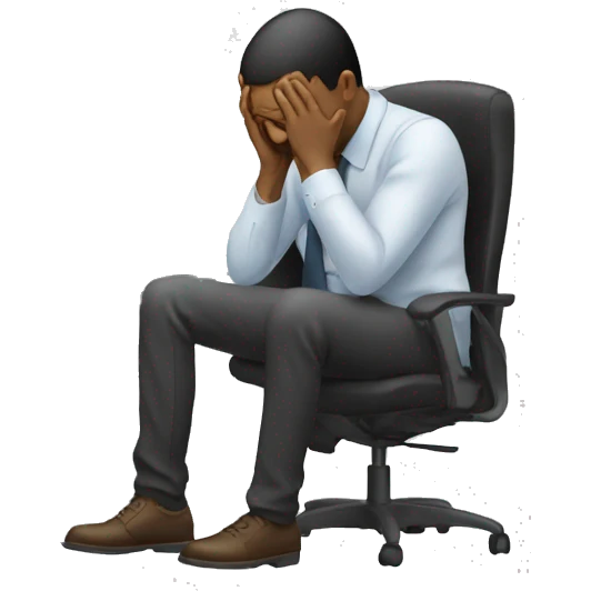 Office worker with headache emoji