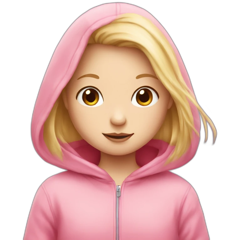 blond girl with a pink hoodie and axolotl emoji