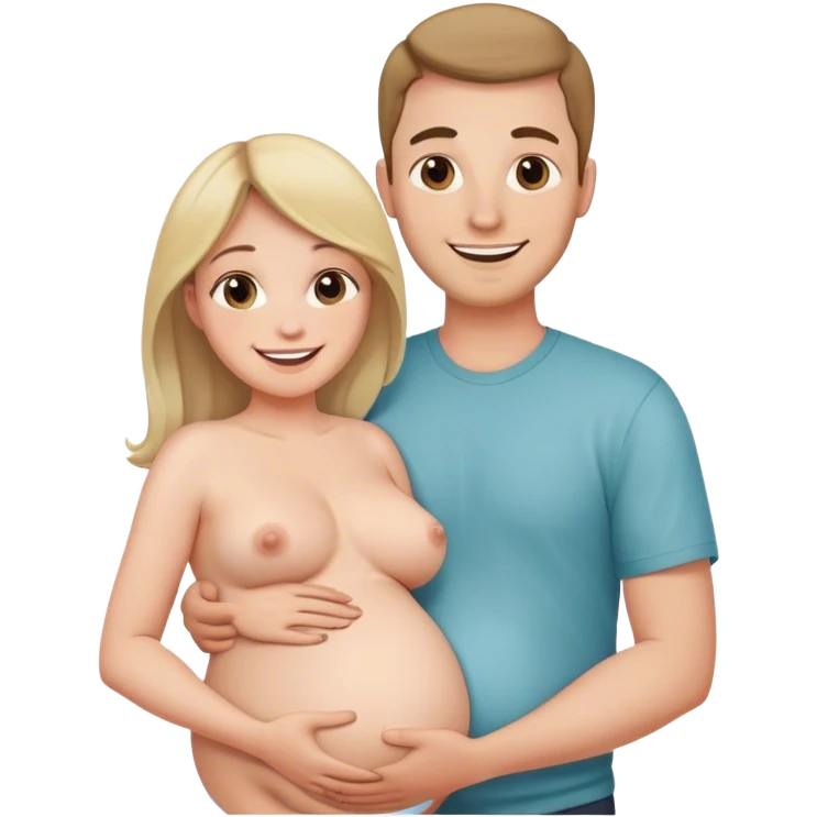 emoji femme enceinte avec un homme derrière qui tient le ventre de sa femme  emoji