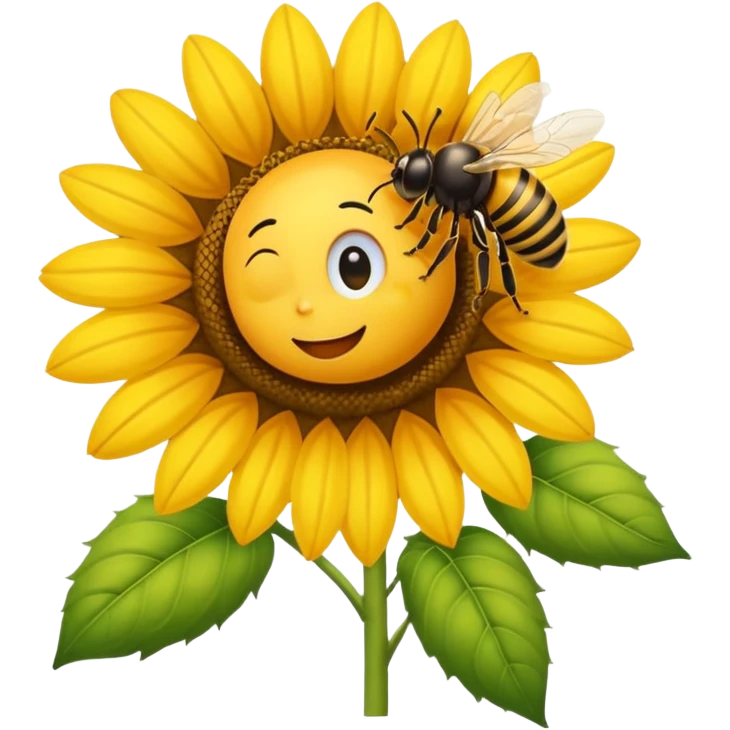  girasol y una aveja grande emoji