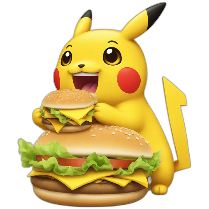 Pickachu eating burger emoji