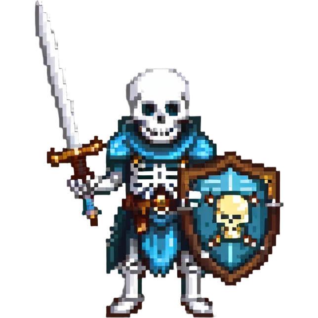 skeleton warrior with a sword and shield emoji