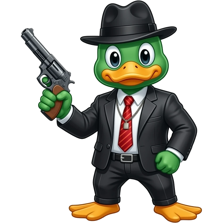 Gangster duck  holding gun emoji