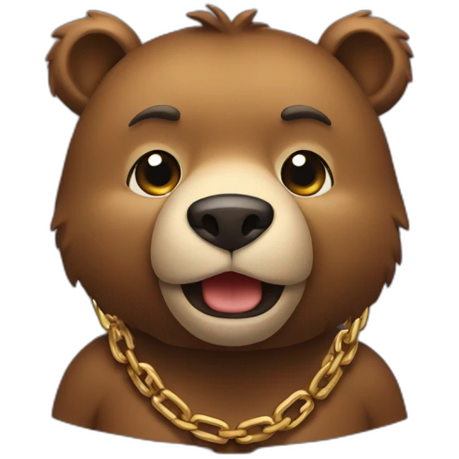 bear wearing a chain 3/4 view emoji