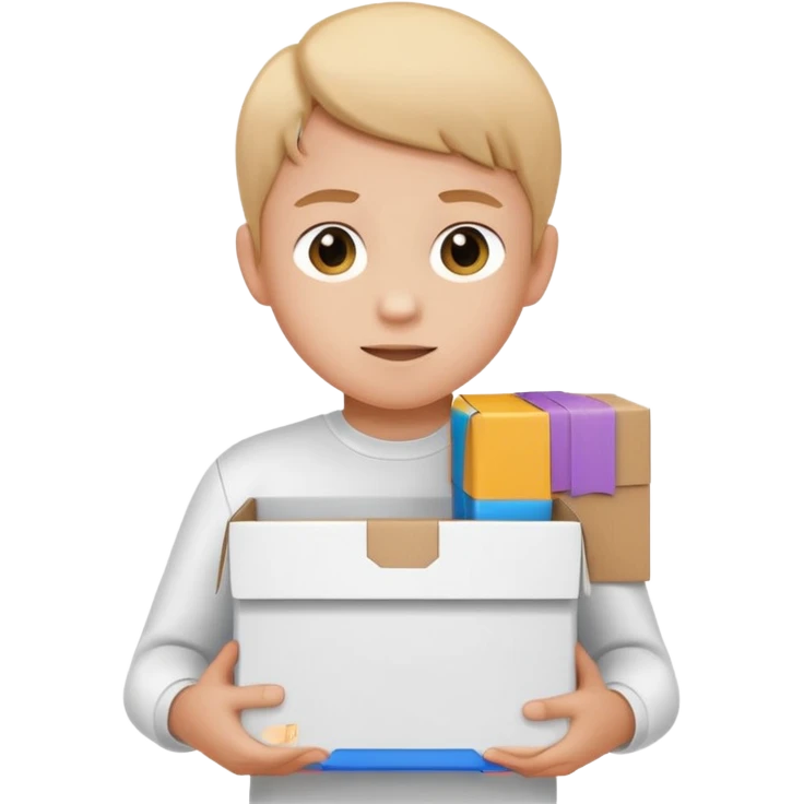 box carrier kid white shirt emoji