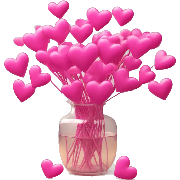 10000000 huge pink hearts on stems in a clear glass vase emoji