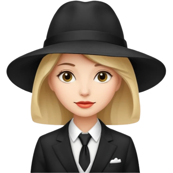 Woman in wide-brim hat & tie emoji