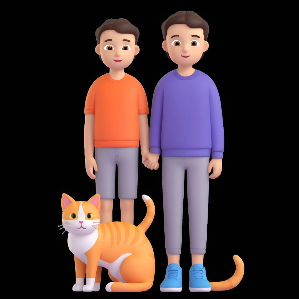boy and cat pet emoji
