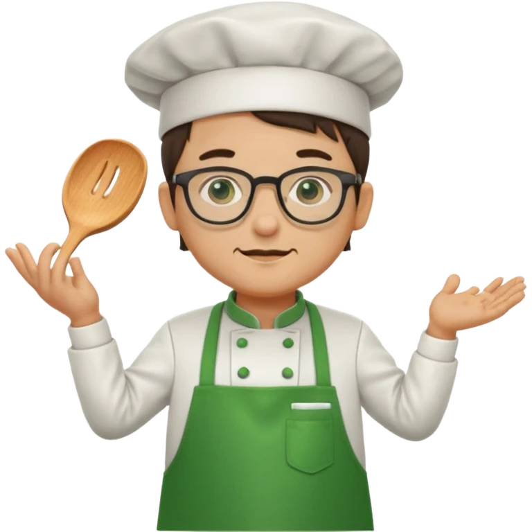 chef with green apron, wearing glasses emoji