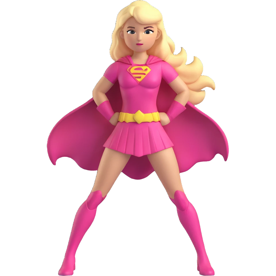 superhero girl with blonde hair and pink outfit emoji