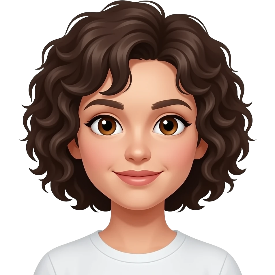 chica con ojos marrones pelo corto rizado y arreglada emoji