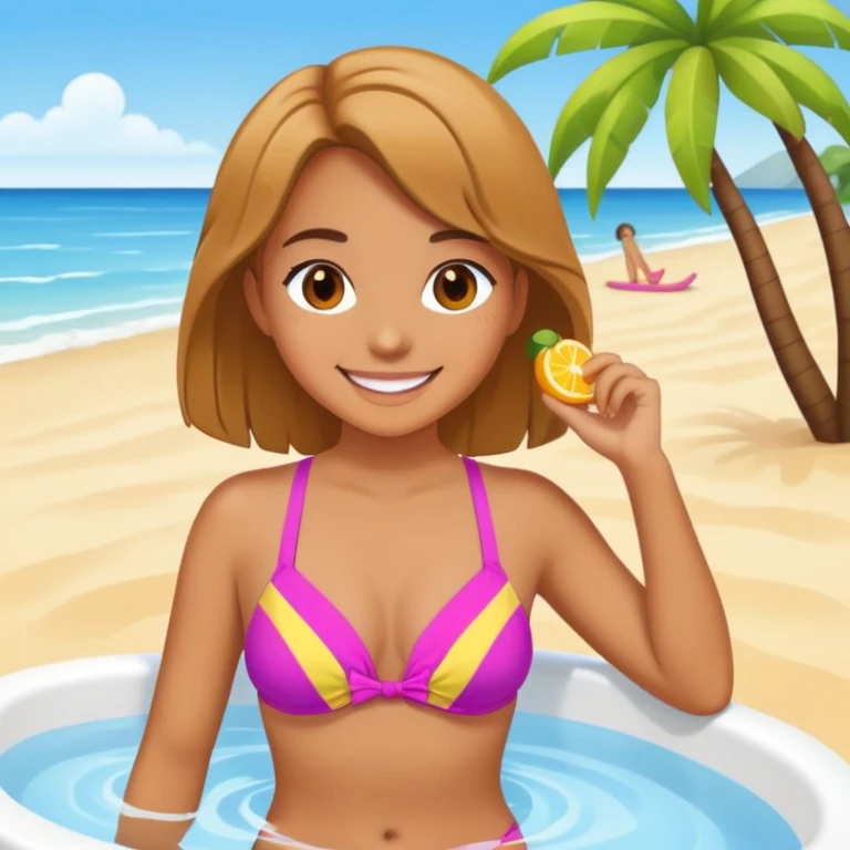 summer day with girl in bathing suit emoji