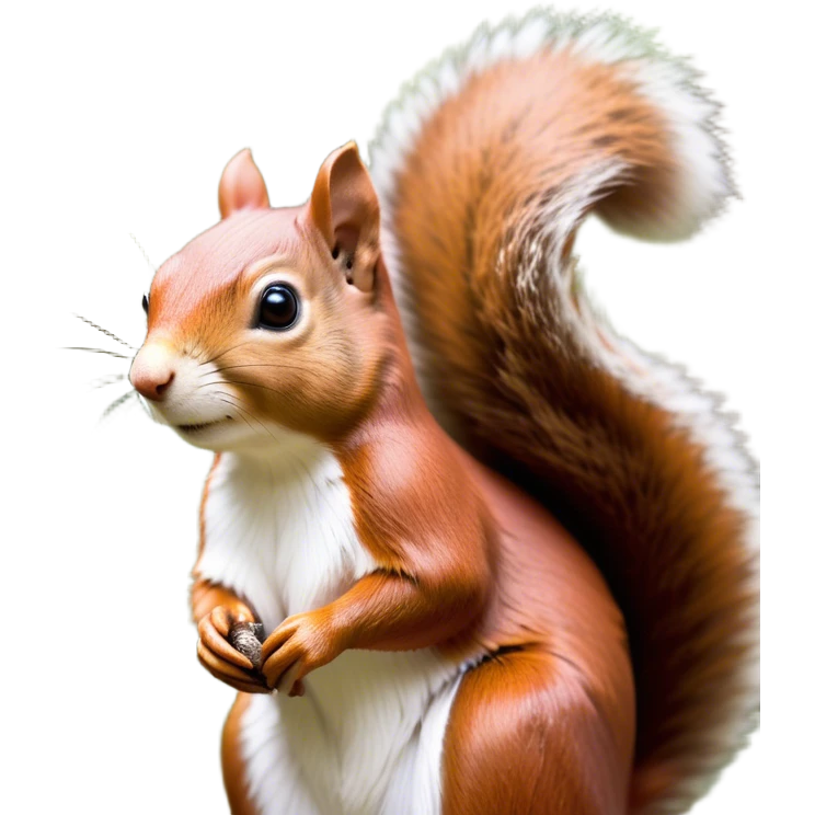 Cinematic Noble Squirrel Portrait Emoji, Poised and regal, with a nimble, agile build and a lush, well-groomed Fur of rich auburn and cream, deep-set soulful bright eyes, Simplified yet sharp and sophisticated features, highly detailed, glowing with a soft, dignified glow, high shine, intelligent and spry, stylized with an air of woodland charm, focused and attentive, soft glowing outline, capturing the essence of a watchful and confident rodent, so majestic it feels as though it could scamper out of the screen with effortless authority! emoji