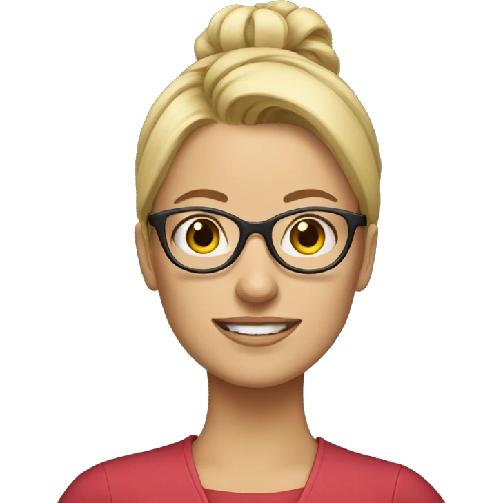 blonde teacher with glasses and a high bun emoji