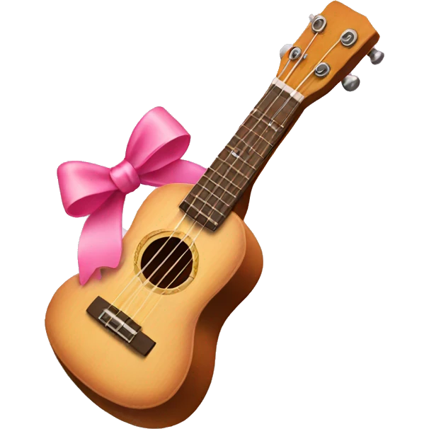 Ukulele with a pink bow emoji