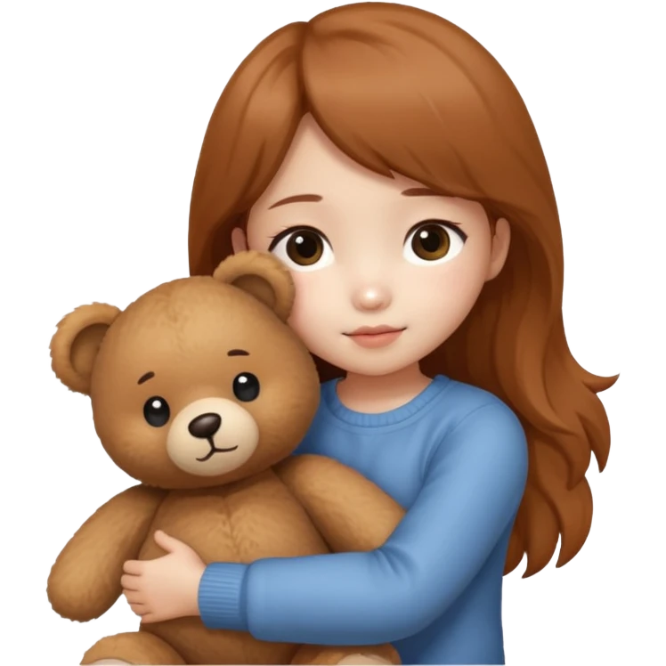 Little korean girl – hugging a teddy bear.
 emoji