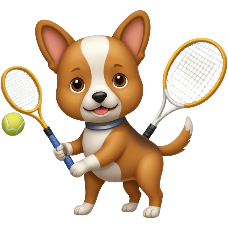 Dog holding tennis racquet  emoji