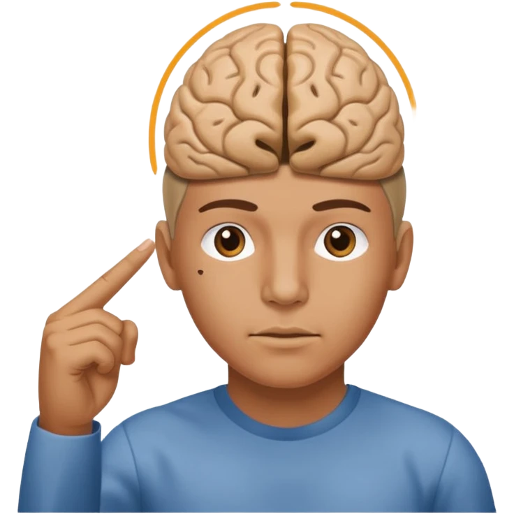 A person pointing is his brain emoji