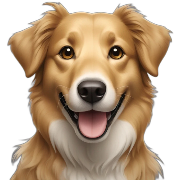 a black golden retriever border collie cross breed dog smilining emoji