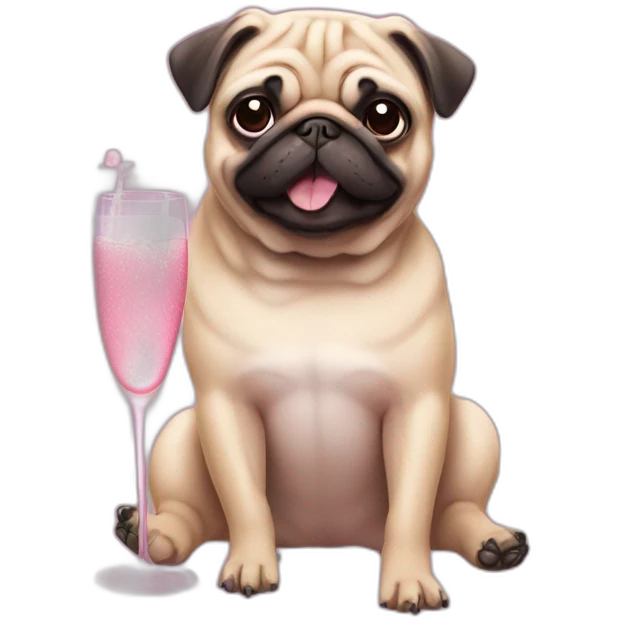 pink pug who drink champaign emoji