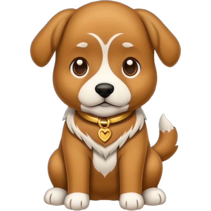 Um cachorro caramelo vestindo um terno emoji