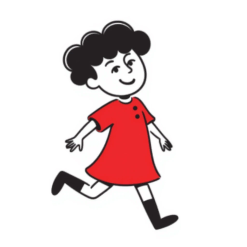 hand-drawn little child wearing a red dress emoji