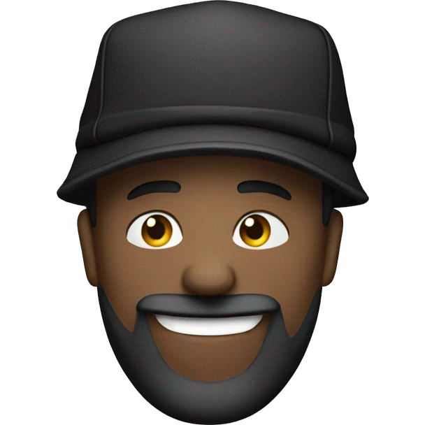 Head of man with beard and black Jordan hat laughing emoji