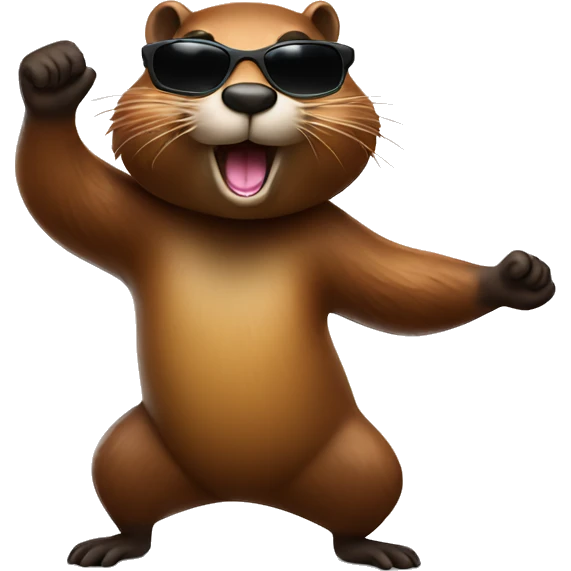 Beaver in sunglasses dancing emoji