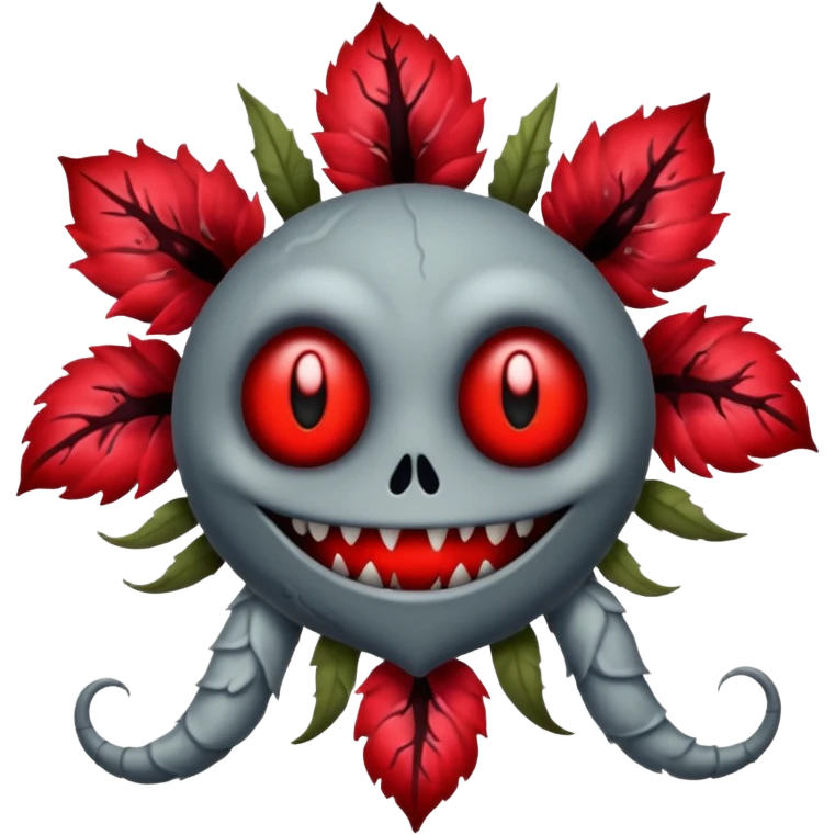 Grey creepy flower with red and blood on inside but as a monster emoji