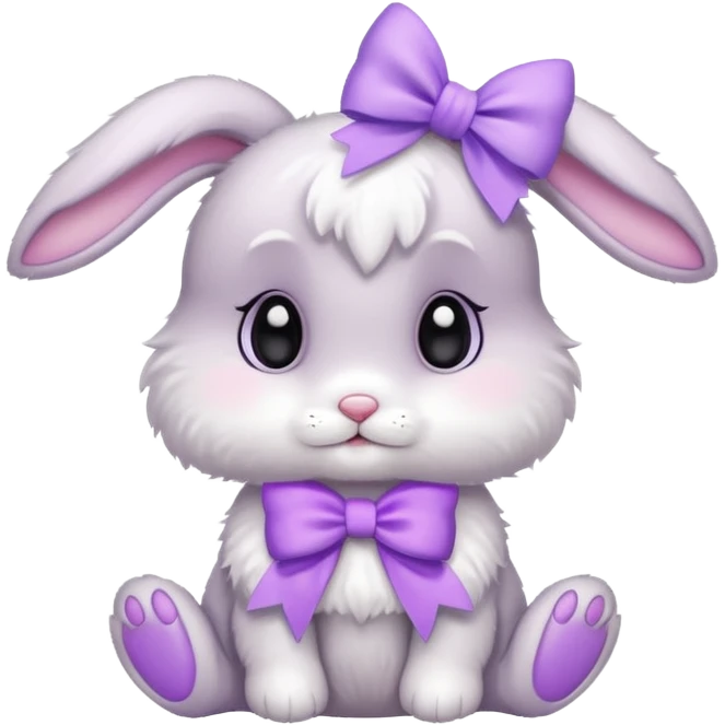Baby bunny with a lilac bow emoji