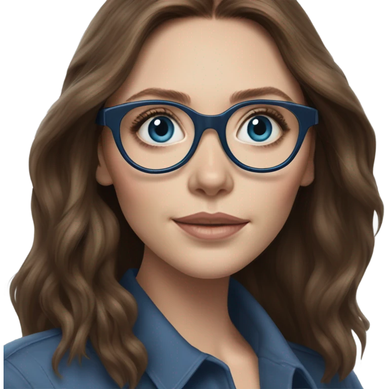 Hyper Realistic Elizabeth Olsen brunette blue eyes wearing glasses  emoji