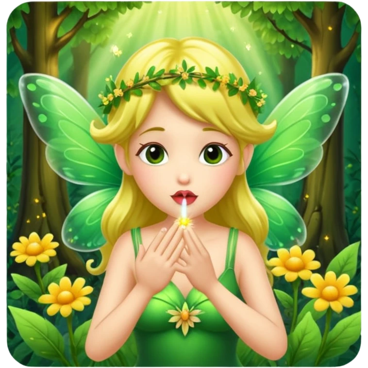 forest fairy blowing glowing kiss pollen emoji