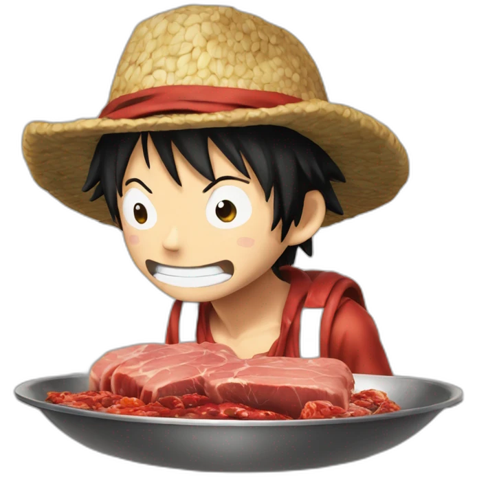 Luffy qui mange de la viande emoji