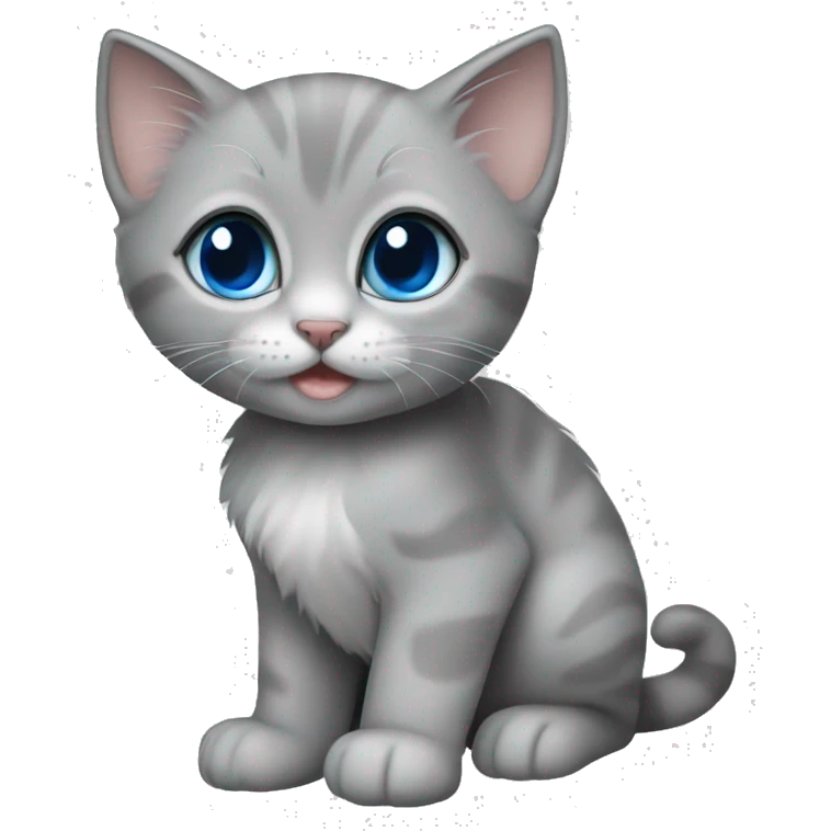 grey kitten blue eyes and  emoji