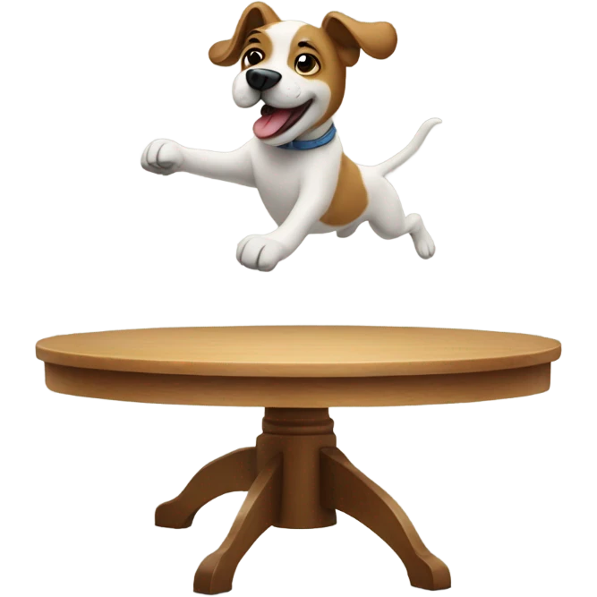 Dog dancing on a table emoji