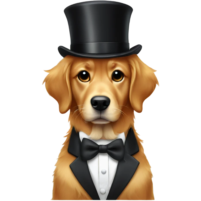 red golden retriever in a tuxedo  emoji