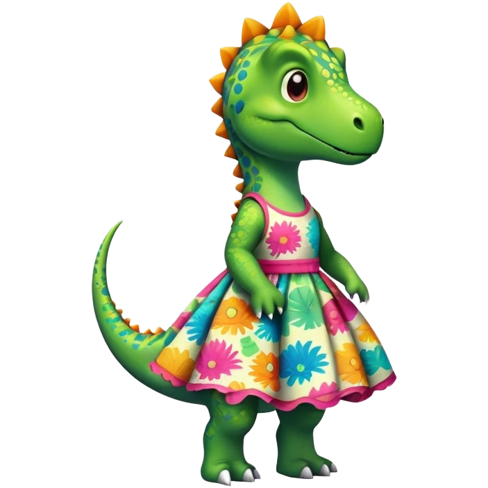 Dinosaur with dress emoji