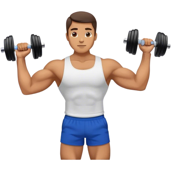 man with blue shorts doing dumbbell lateral-raise (T-pose) side-deltoid exercise emoji