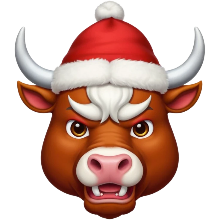 angry powerful with red New Year's hat with white horns bull emoji emoji
