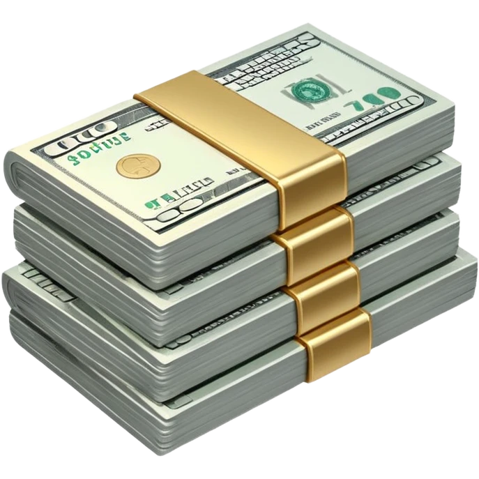 Metallic black-and-white money pack emoji, simple geometric stack of bills, reflective surfaces, flat futuristic icon, minimal style
 emoji