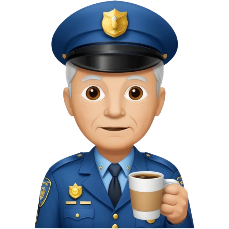 police officer elderly with coffee emoji