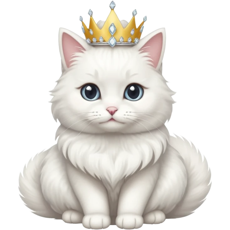 Cat Queen – fluffy white cat with a small diamond tiara, sitting
 emoji
