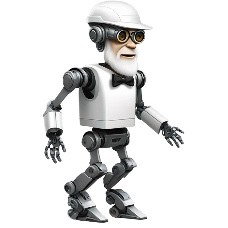 Charles darwin as a modern robot emoji