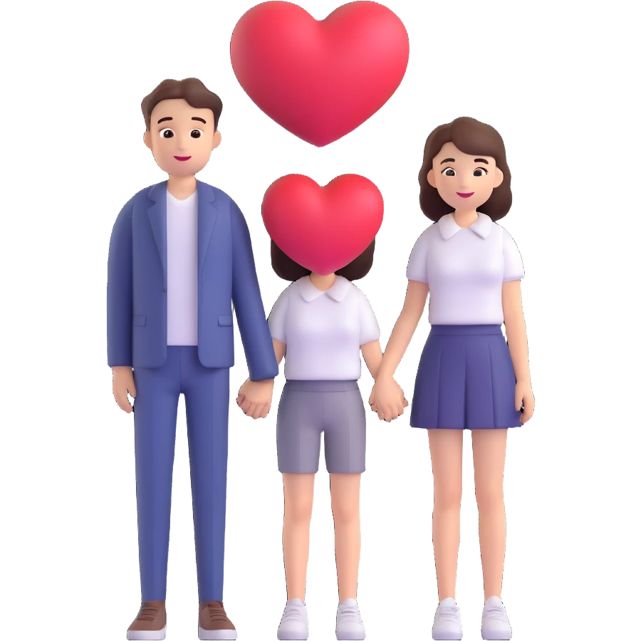 An in love couple with a heart above them, enjoy style emoji