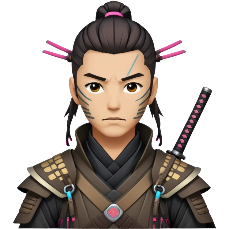 modern nomad samurai with cyberpunk elements emoji