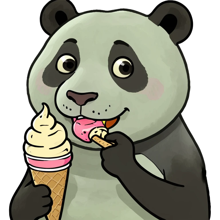 Panda eating ice cream emoji